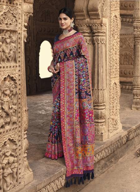 Navy Blue New Designer Wedding Wear Heavy Banarasi Silk Latest Saree Collection 3008-A